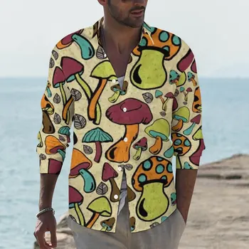Mantar Gömlek Adam Gıda Rahat Gömlek Bahar Sokak Özel Bluzlar Uzun Kollu Moda Büyük Boy Giyim doğum günü hediyesi