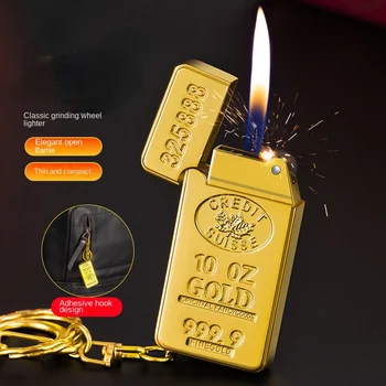 Metal Altın Bar Torch Çakmak Ücretsiz Yangın Bütan Gaz pipo Çakmak Şişirilmiş Sigara Benzinli Çakmak Gadget Adam İçin