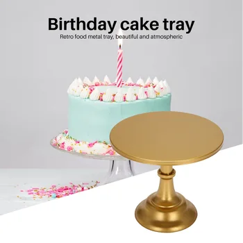 Metal Demir Kek Standı Yuvarlak Ayaklı Tatlı Tutucu Cupcake vitrin rafı Bakeware Doğum Günü Düğün Parti için (Altın)