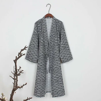 Moda Japon Tarzı Klasik Bornoz Bornoz Kimono Geleneksel Baskı Kıyafeti Gecelik Pijama Pijama Giyim Elbiseler Erkekler İçin