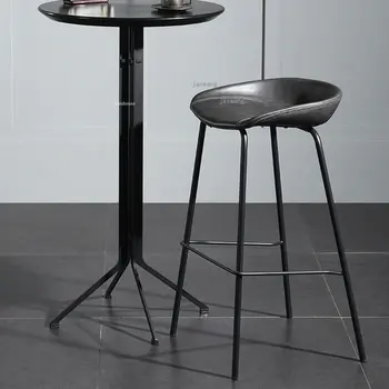 Modern Deri Retro bar sandalyesi Mutfak Bar mobilyası Yaratıcı Tasarım Tek Ayaklı Sandalye Moda Sayacı Bar Taburesi