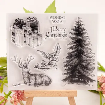 Noel Geyik Temizle Pullar DIY Scrapbooking Kart Ağacı Şeffaf Damga Yapımı Fotoğraf Albümü El Sanatları Dekorasyon Yeni 2020 Damga