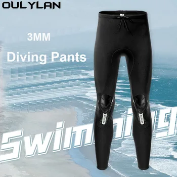 Oulylan Neopren 3mm Premium dalgıç kıyafeti Erkekler Kadınlar için Wetwuit Pantolon Mayo Siyah Sıcak Tutmak Siyah Sörf Tüplü Dalış