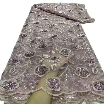 PinkAfrican Dantel Kumaş 2023 Yeşil Yüksek Kaliteli Fransız Örgü Dantel payetli kumaş Nijeryalı düğün elbisesi