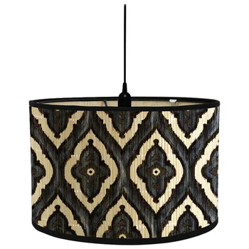 Retro Geometrik Desen Bambu Abajur Ev Dekor Süsleme Vintage Baskılı avize lamba Kapağı Aile Yanı Otel Dekorasyon