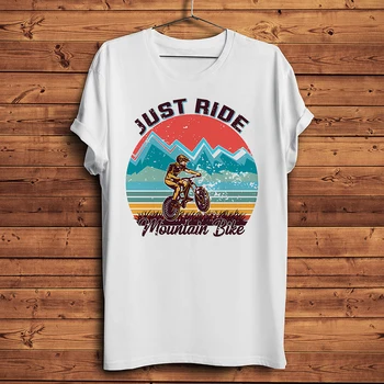 sadece binmek dağ bisikleti Komik binici Vintage T Shirt Erkek Rahat Kısa TShirt Streetwear Unisex bikepacking Tee Nefes baskı