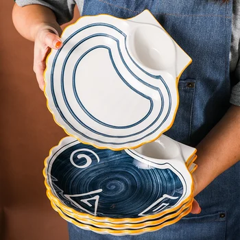 Seramik atıştırma tabağı Japon Yaratıcılık Hamur Cips Çanak porselen sofra takımı Kabuk Şekilli Kahvaltı Tabağı Mutfak Malzemeleri