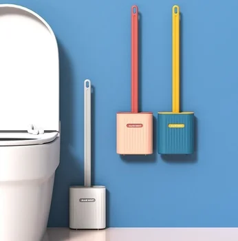 Silikon tuvalet fırçası duvara monte tuvalet temizleme fırçası seti ölü köşe tuvalet yumuşak fırça