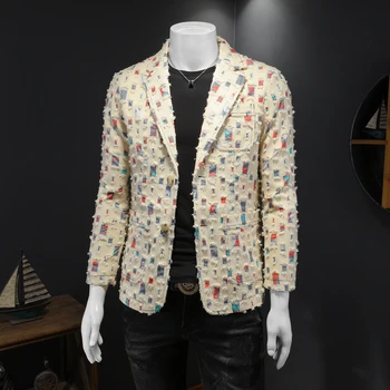 Sonbahar Moda Kot Takım Elbise Ceket Erkekler için İnce Rahat İş Blazer Masculino Yüksek Kaliteli Sokak Giyim Sosyal Ceketler M-4XL