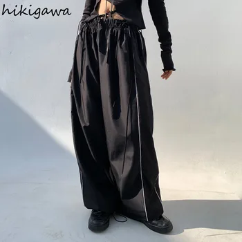 Streetwear Sweatpants Moda Joggers 2023 Yeni Dipleri Rahat Siyah Kore Geniş Bacak Pantolon Kadınlar için Hip-Hop Y2k Pantalon Femme