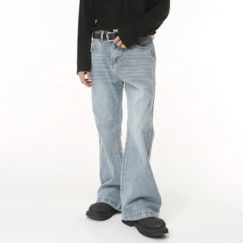 SYUHGFA Kore Tarzı Düz Kot Pantolon Trend erkek Giyim 2023 Yeni Basit Baggy Mikro Kot Zarif Erkek Moda Rahat