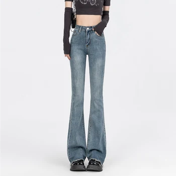 TFETTERS Moda Retro Kot Kadın 2023 Sıkı İnce Katı Tam Boy Skinny Jeans Ham Hem Çizme Kesim Yüksek Belli Kot kadınlar için