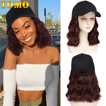 TOMO beyzbol şapkası Peruk Kıvırcık Saçlı Siyah basketbol şapkası Peruk Dalga saç ekleme Kadınlar Kızlar için