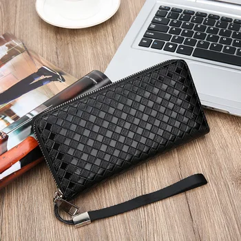 Uzun cüzdan Lüks Marka PU Deri Dokuma el çantası Moda Basit Iş küçük cüzdan Ultra Ince Iş kart tutucu
