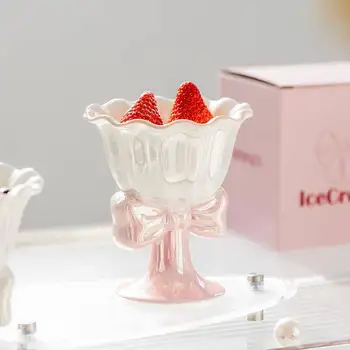 Wudruncy Japon tarzı İlmek Dondurma Fincan Yaratıcı Çiçek Fincan Ağız Seramik Kupa Tatlı Kadeh Bardak Sevimli Hediye Kutusu Paketlenmiş