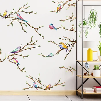 Yaratıcı 3D Ağaç Dalı Kuş Duvar duvar sanatı yapışkanı Çıkartmaları Duvar Yatak Odası Oturma Odası Arka plan Duvar Ev Dekorasyon