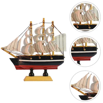 Yelkenli modeli Süs Oyuncak Gemi Yaratıcı Tekne Yelkenli El Sanatları Heykeli Ahşap Dekor Sahil Dekorasyon