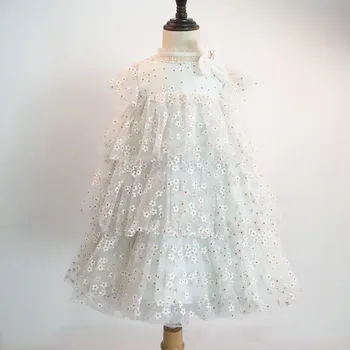 Yeni kız elbisesi İlkbahar / Yaz çocuk Prenses Parçalanmış Çiçek Elbise Moda Doğum Günü Pastası Elbise Elbise