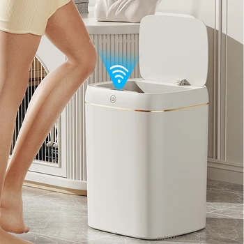 Yeni 쓰레기통 sensörlü çöp kovası Can ışık lüks oturma odası mutfak Banyo tuvalet yatak odası su geçirmez akıllı sensörlü çöp kovası Can