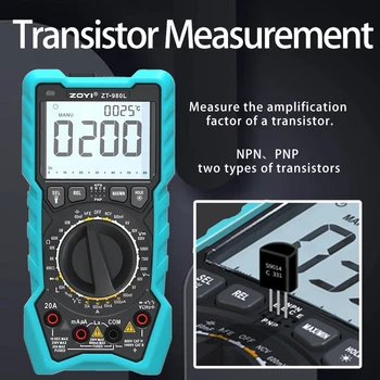 ZOYI ZT-980L dijital multimetre 6000 sayım Transistör Testi Frekans Diyot Triyot Sıcaklık endüktans test akımı