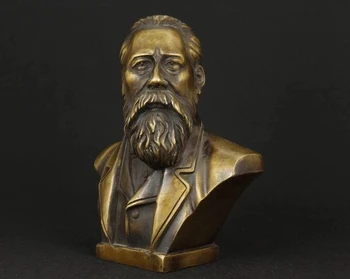 Çin koleksiyonu pirinç Komünist Friedrich Von Engels Büstü Heykeli