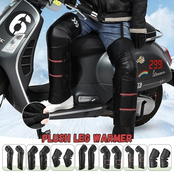 Çok boyutları Açık Spor Diz Pedleri Kış Peluş Sıcak PU Rüzgar Geçirmez Bisiklet motosiklet Kneepad Düşme koruması Kayak bacak ısıtıcısı