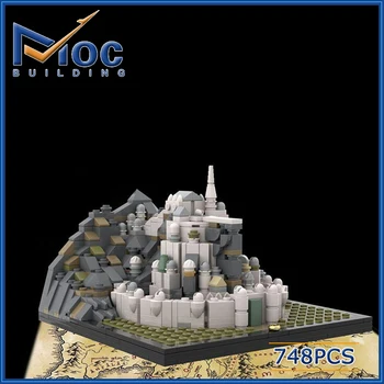 Şehir Serisi UCS Mikro Minas Tirith Modeli Yapı Taşı Sokak Manzarası Mimari DIY Tuğla Oyuncaklar Çocuklar için MOC-3096