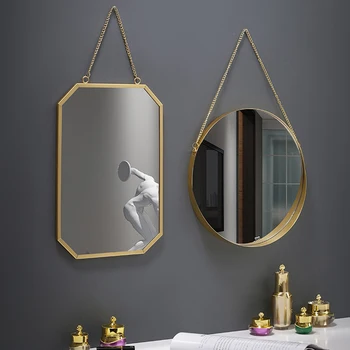 Iskandinav Yaratıcı Duvar dekoratif asılı Ayna Ev Dekor Altıgen Yuvarlak Duvara monte Ayna Yatak Odası Banyo Dekorasyon Ayna