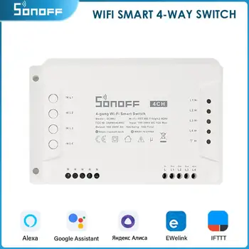 SONOFF 4CHR3 4CHPROR3 4-gang / 4 Yollu Wifi akıllı anahtar 433mhz RF Kontrol Akıllı Ev Desteği Alexa Google Smartthings Alice Esp32
